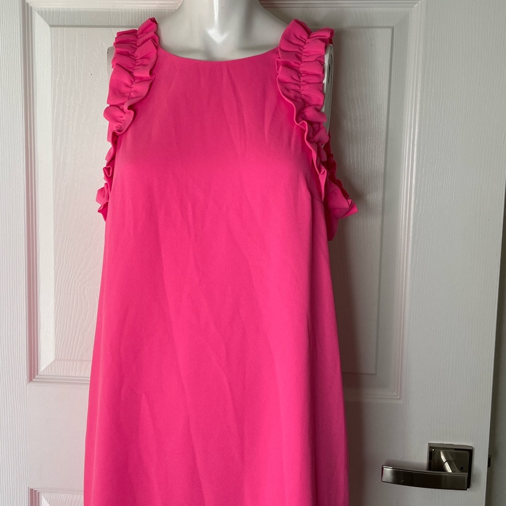 NWT Lilly Pulitzer Kailee Ruffle Shift Tank Midi Dress Roxie Pink - Picture 2 of 6